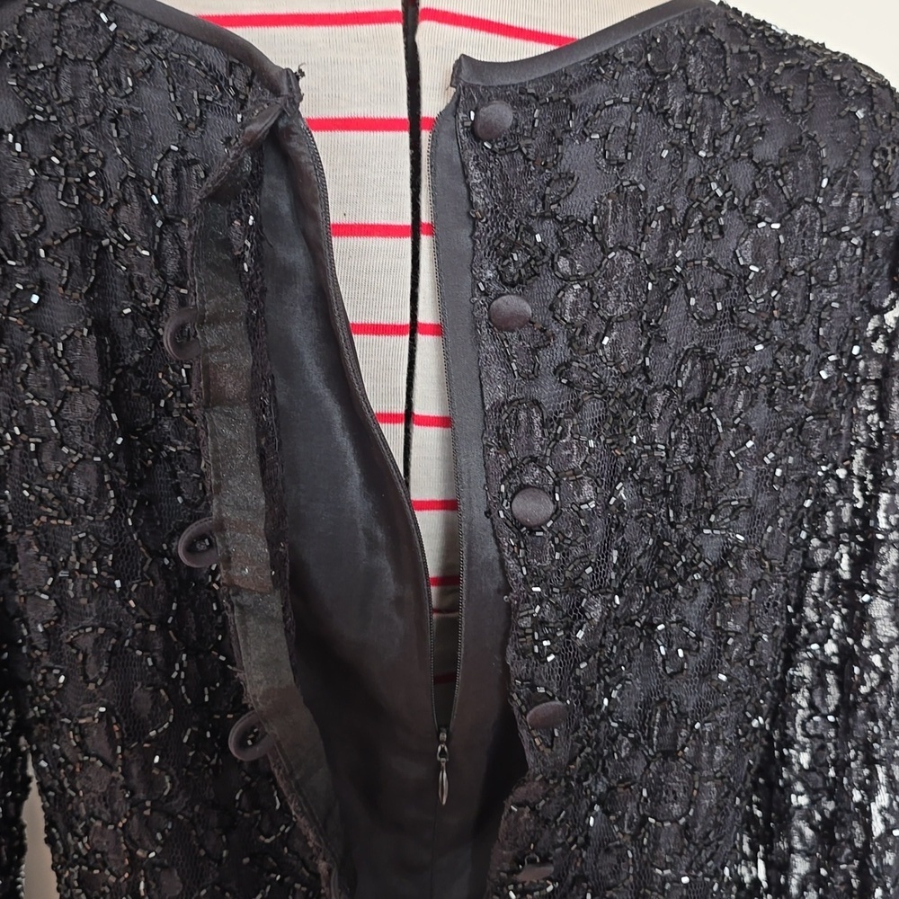 Cattiva New York - Vintage Black Beaded Lace Evening Gown​​​ - Picture 12 of 14